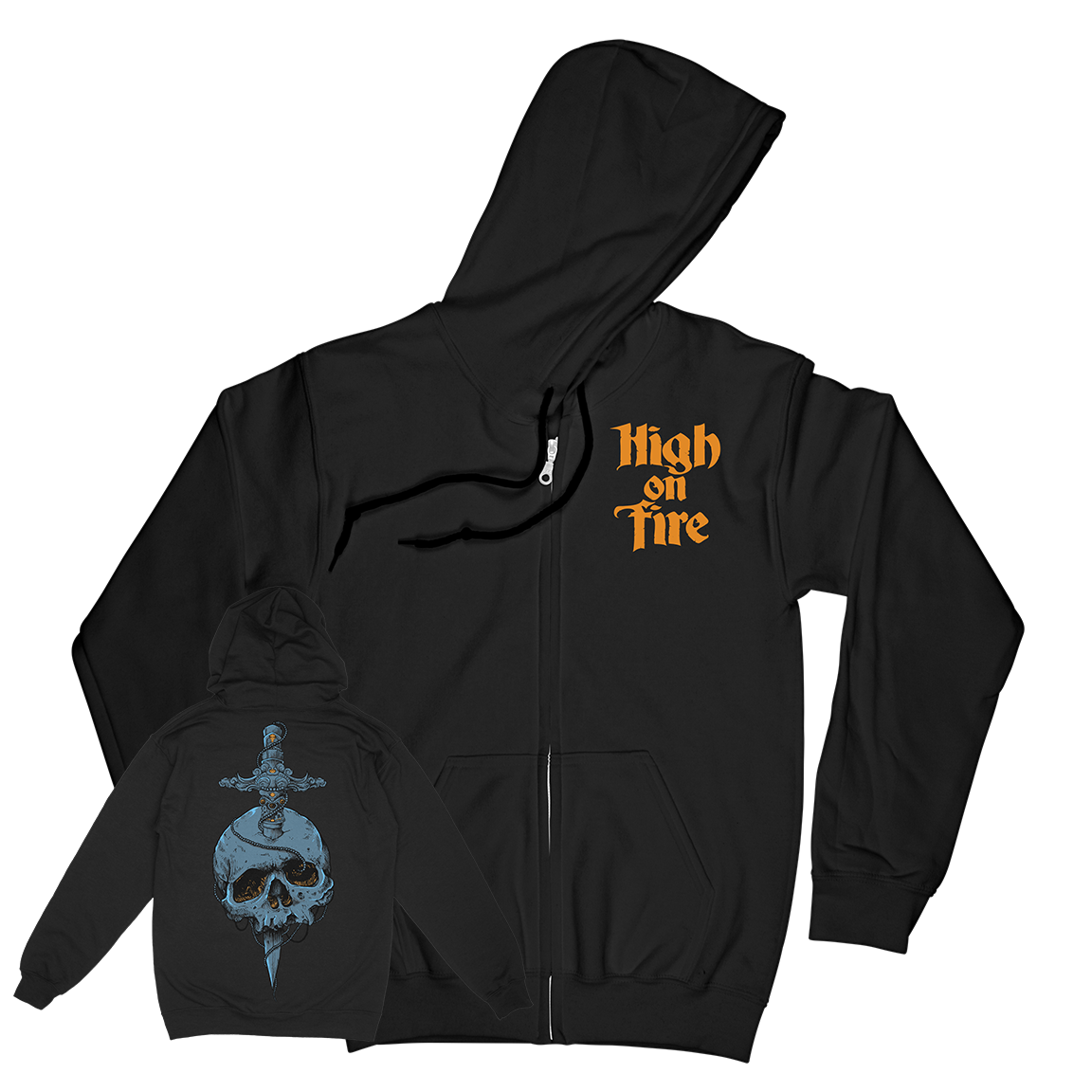 High On Fire “Skull Knife” Black Zip Up Sweatshirt