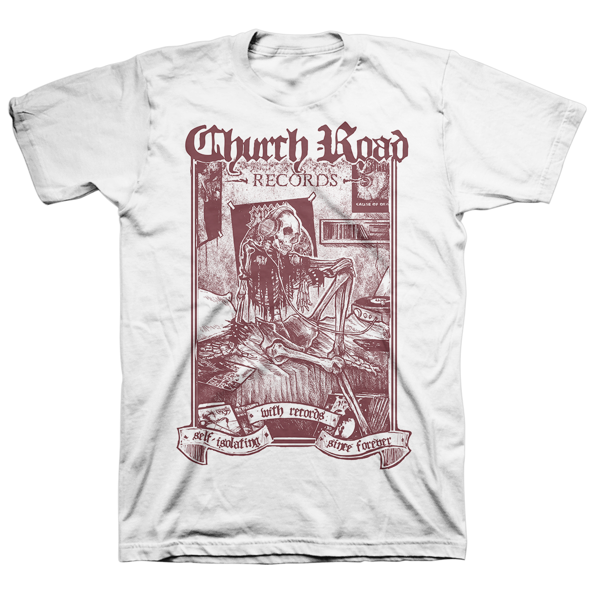 Church Road "Logo Burgundy" White T-Shirt
