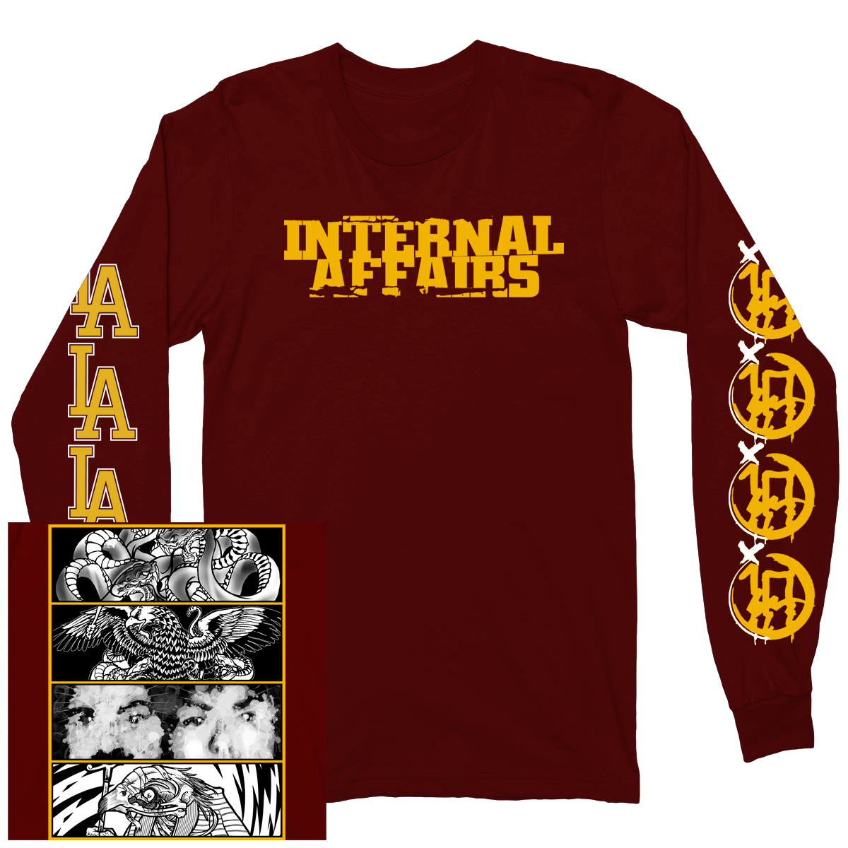 Internal Affairs "Discography" Maroon Longsleeve