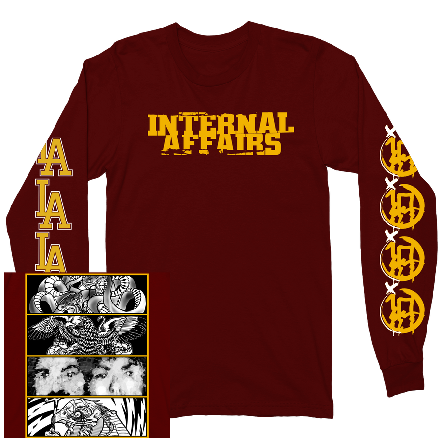 Internal Affairs "Discography" Maroon Longsleeve