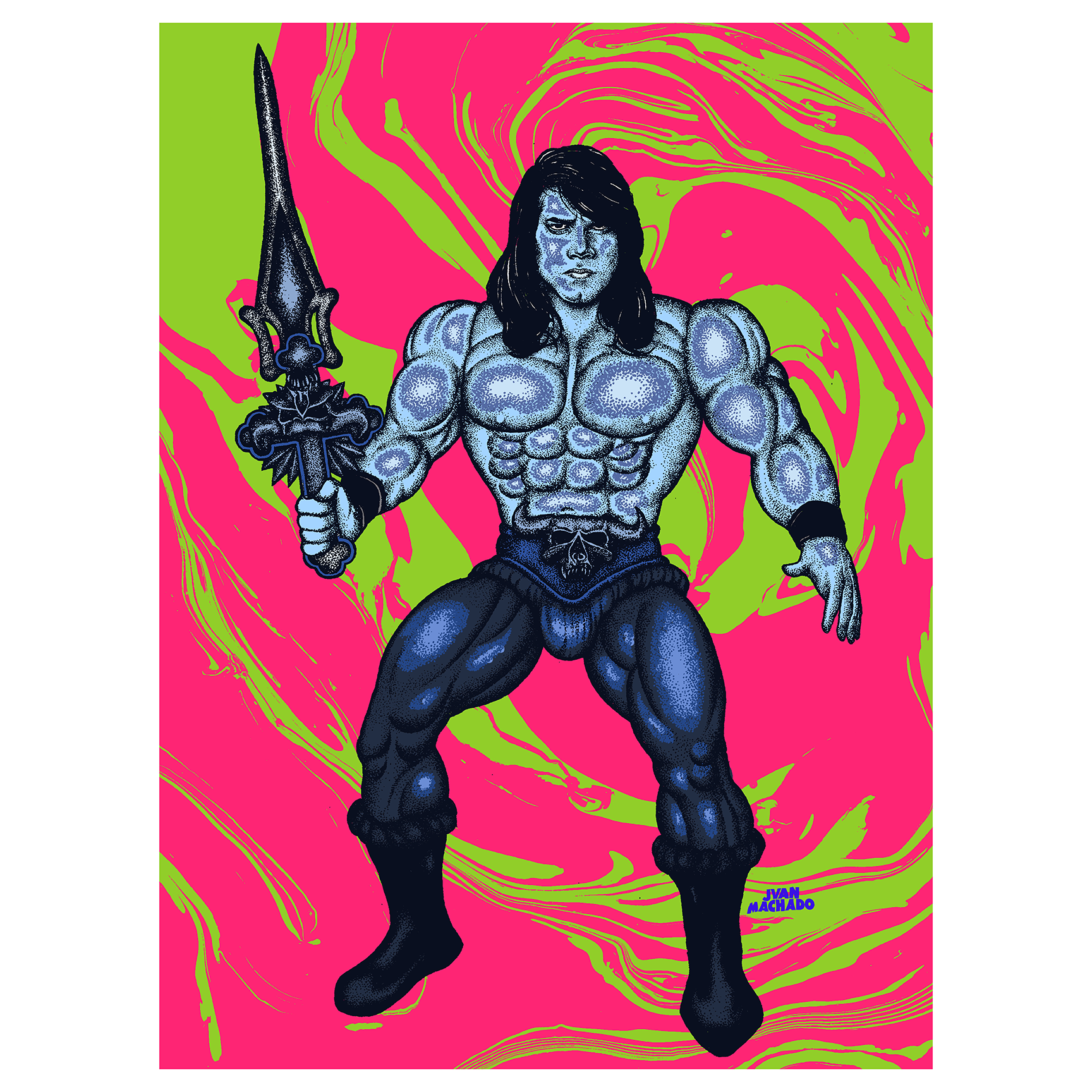 Juan Machado "Evil Elvis: Groovy Edition" Giclee Print