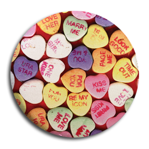 Give Up The Ghost "Candy Hearts" Button