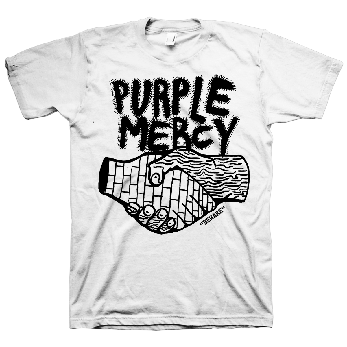 Purple Mercy "Beware" White T-Shirt