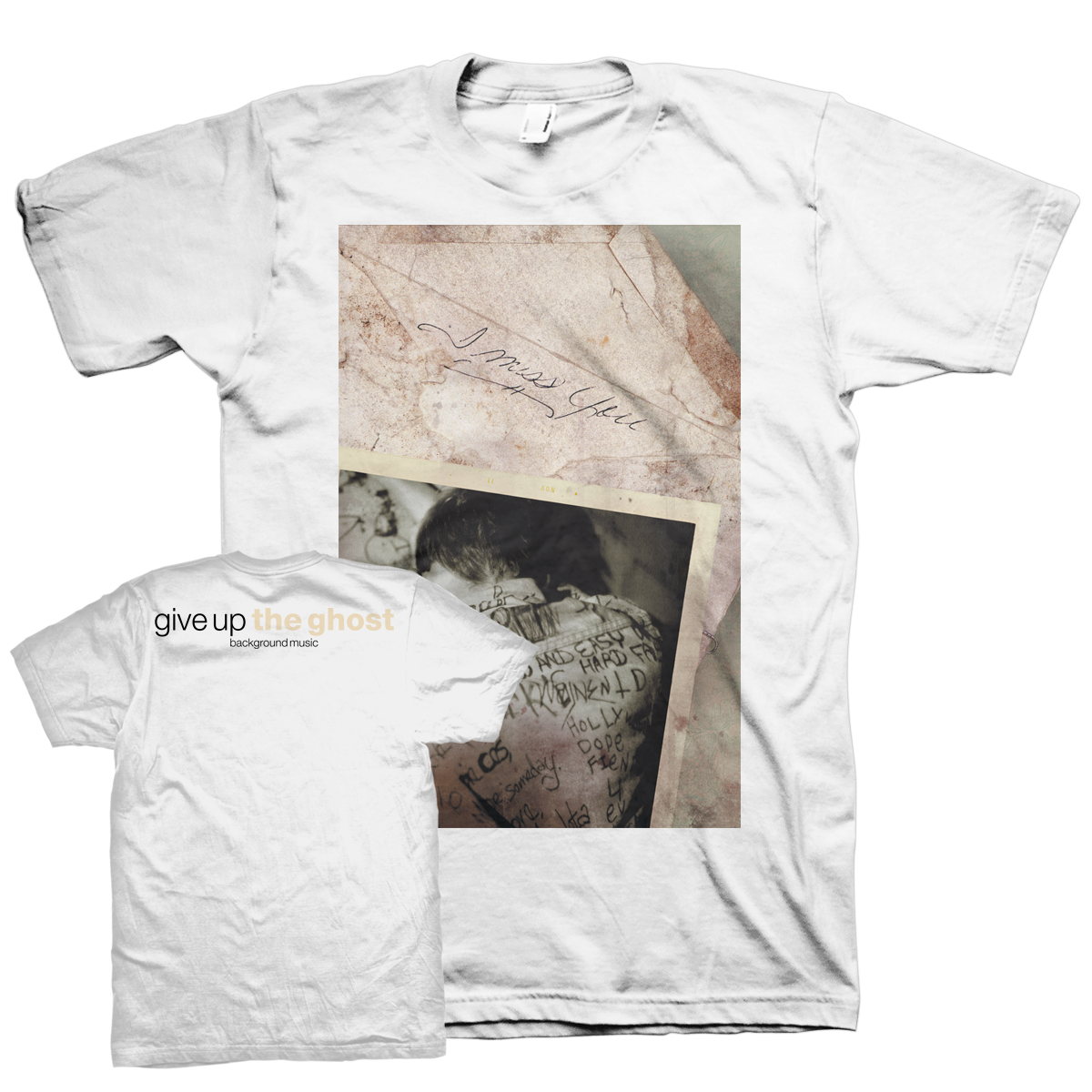 Give Up The Ghost "Background Music" White T-Shirt