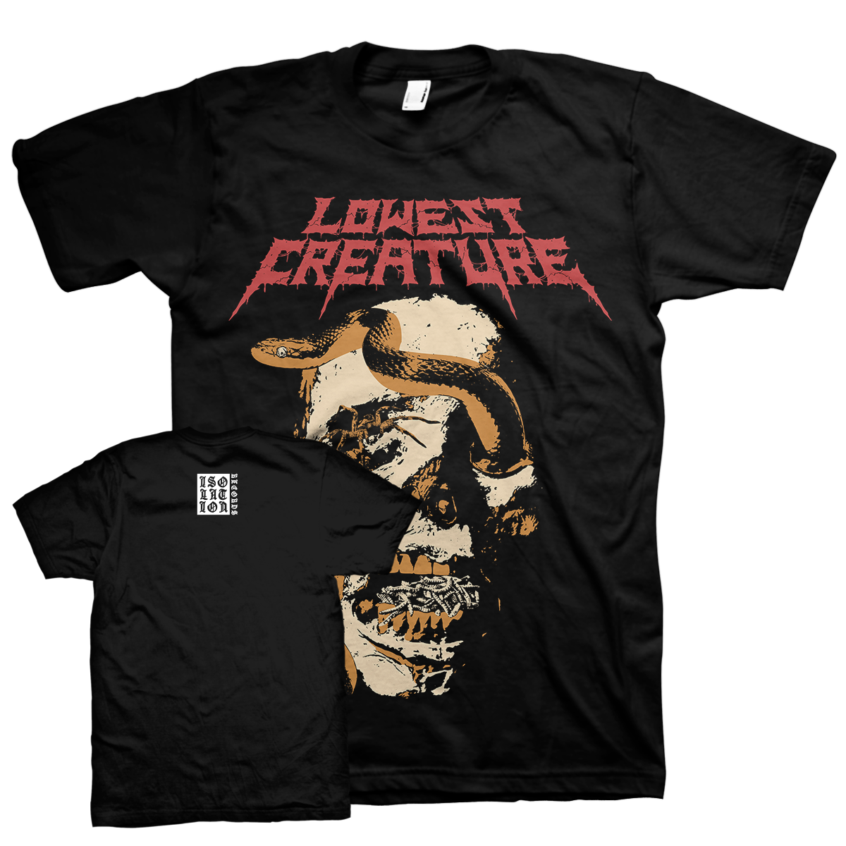 Lowest Creature "Snake Skull" Black T-Shirt