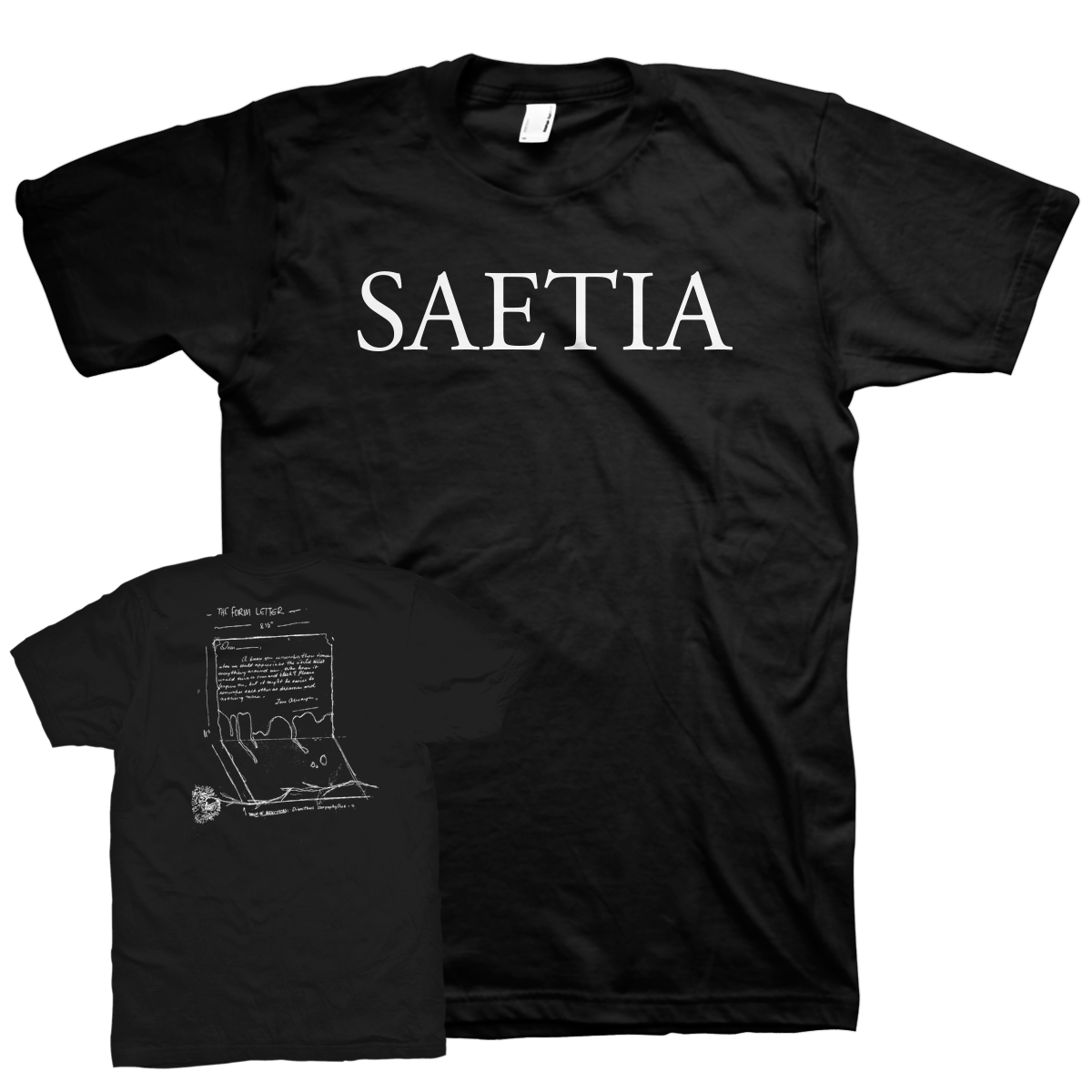 Saetia "Form Letter" Black T-Shirt