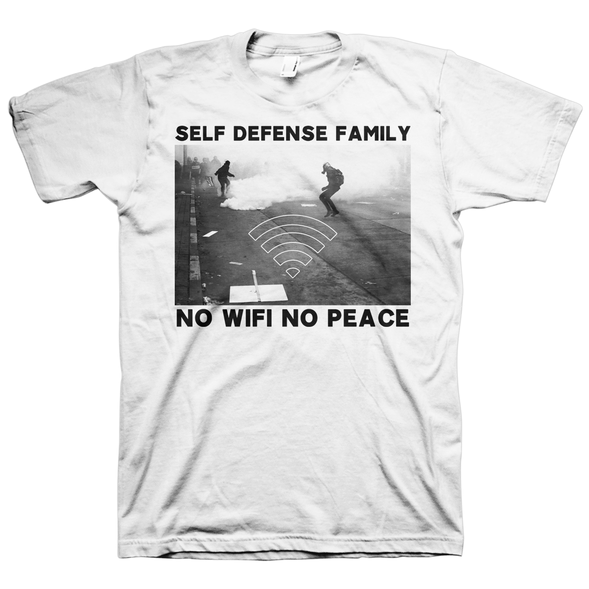 Self Defense Family "No Wifi No Peace" White T-Shirt