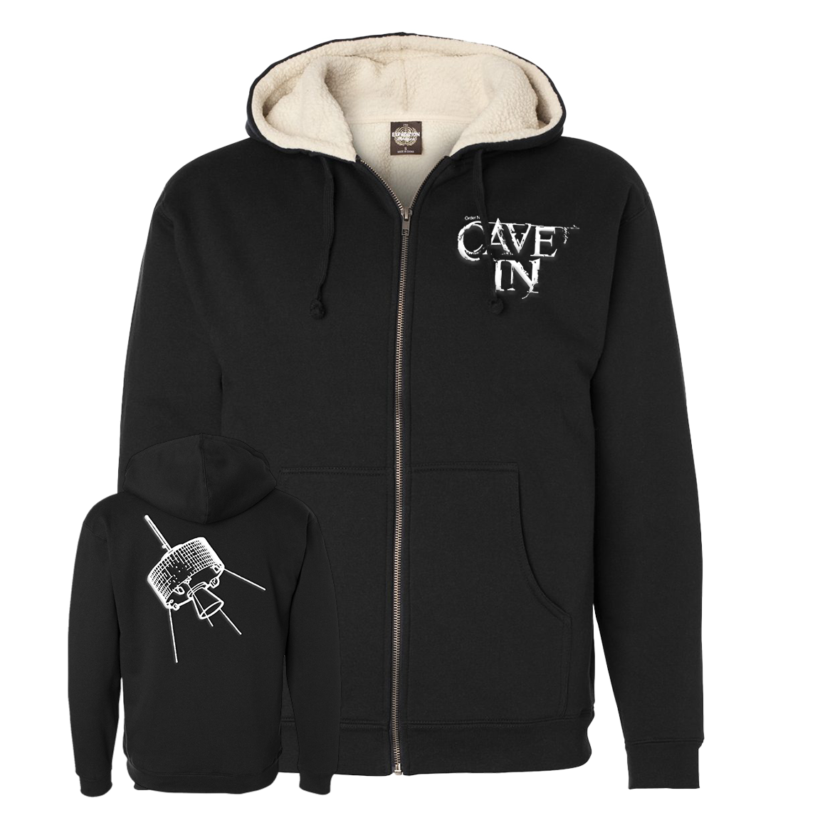 Cave In “Satellite” Premium Embroidered Fleece Zip Up Sweatshirt