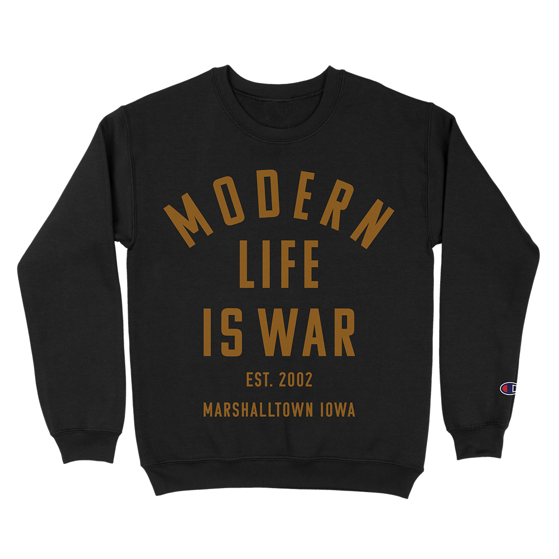 Modern Life Is War "Marshalltown Iowa" Black Reverse Weave Crewneck