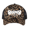 Boris "Heavy Rocks: White Logo” Leopard Trucker Hat