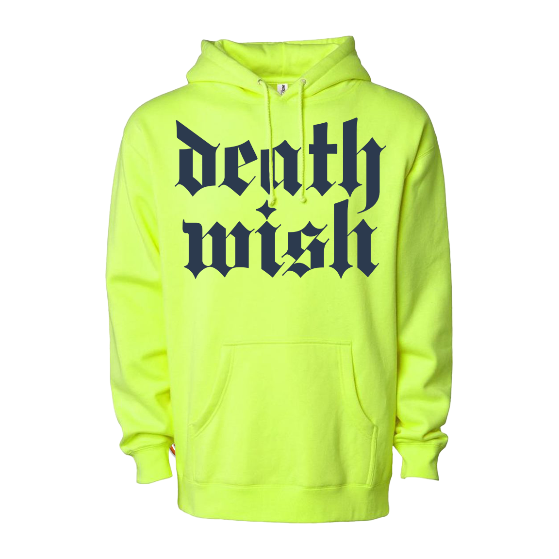 Deathwish "Stacked Logo: Navy" Premium Safety Yellow Sweatshirt