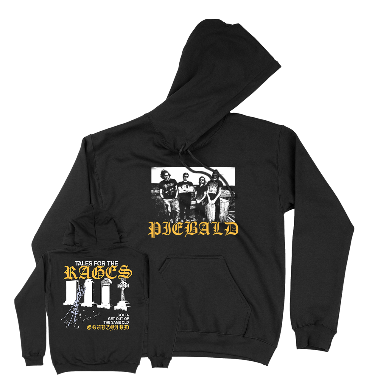 Piebald "Graveyard" Premium Black Hooded Sweatshirt