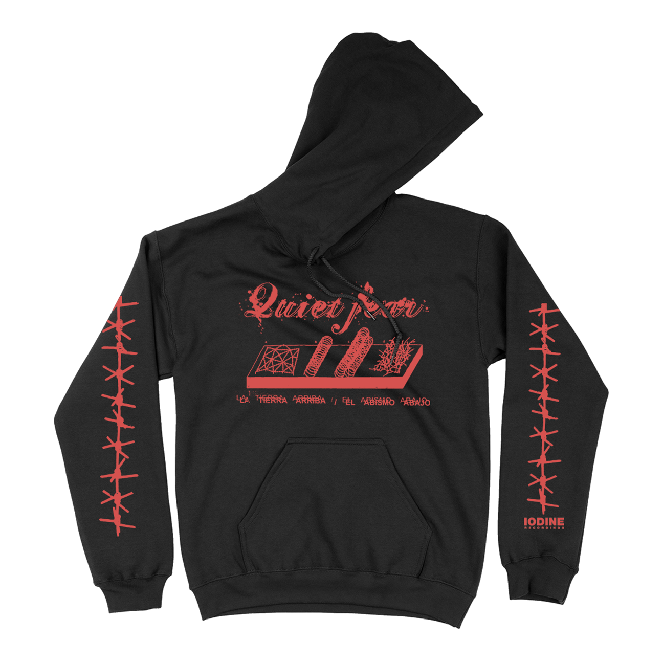 Quiet Fear" Premium Black Hooded Sweatshirt