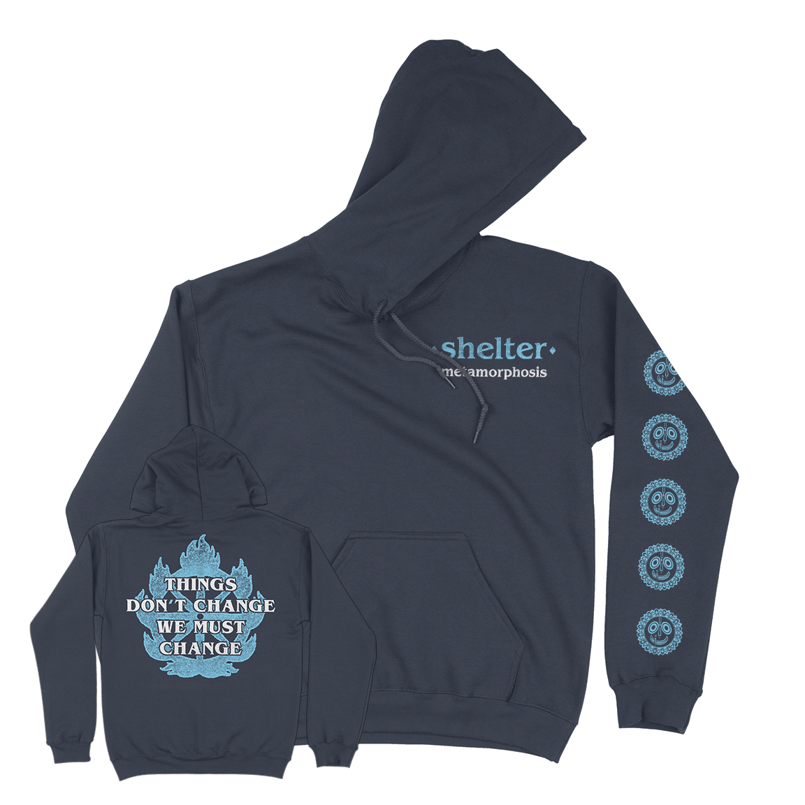 Shelter "Metamorphosis Hoodie" Navy Blue Hooded Sweatshirt