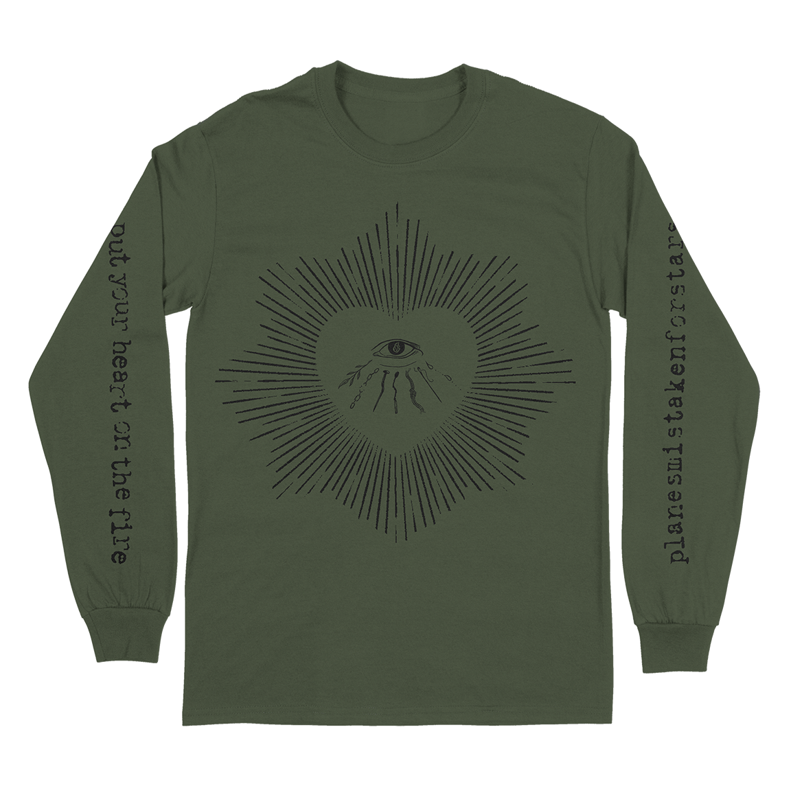 Planes Mistaken For Stars "Eye & Heart" Military Green Longsleeve