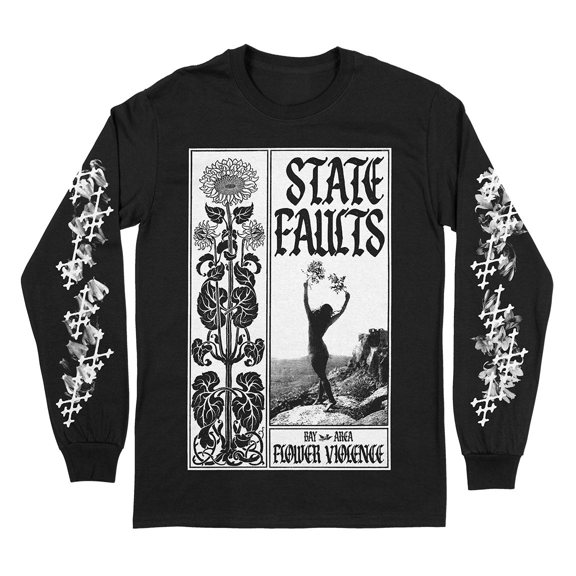 State Faults "Flower Violence" Black Longsleeve