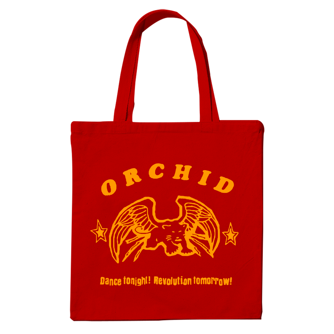 Orchid "Dance Tonight! Revolution Tomorrow!" Red Tote Bag
