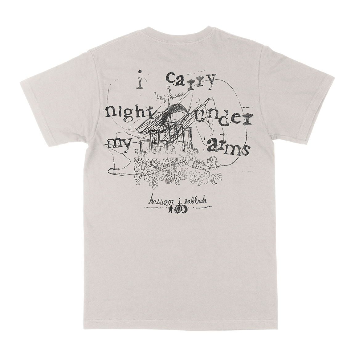 Hassan I Sabbah "I Carry Night Under My Arms" Vintage White T-Shirt