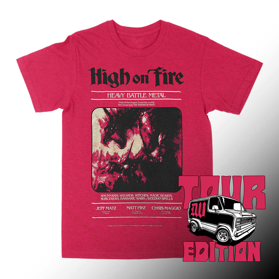 High On Fire "Heavy Battle Metal" Heather Red T-Shirt