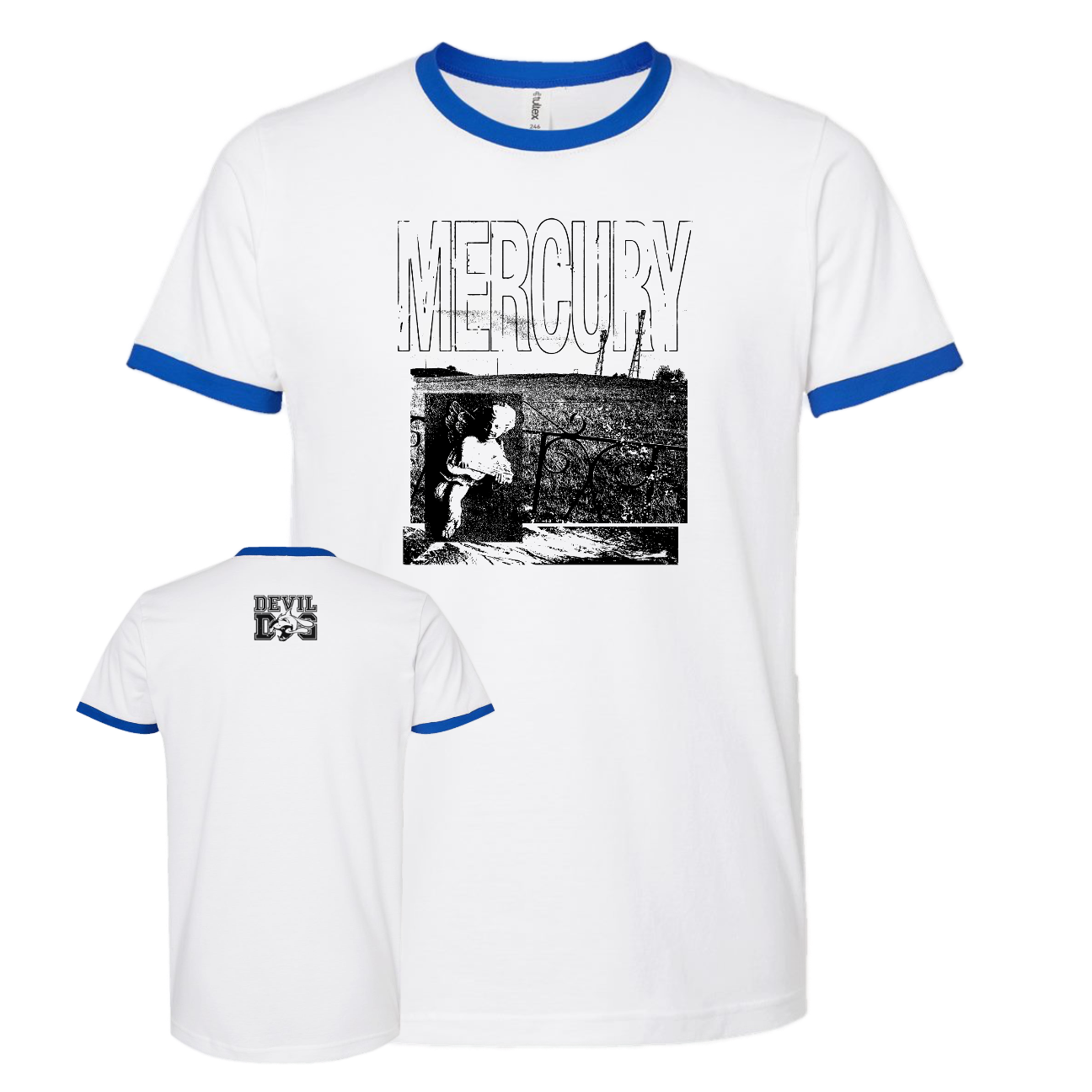 MERCURY "This Place I'm Forgetting" White / Royal Blue Ringer T-Shirt