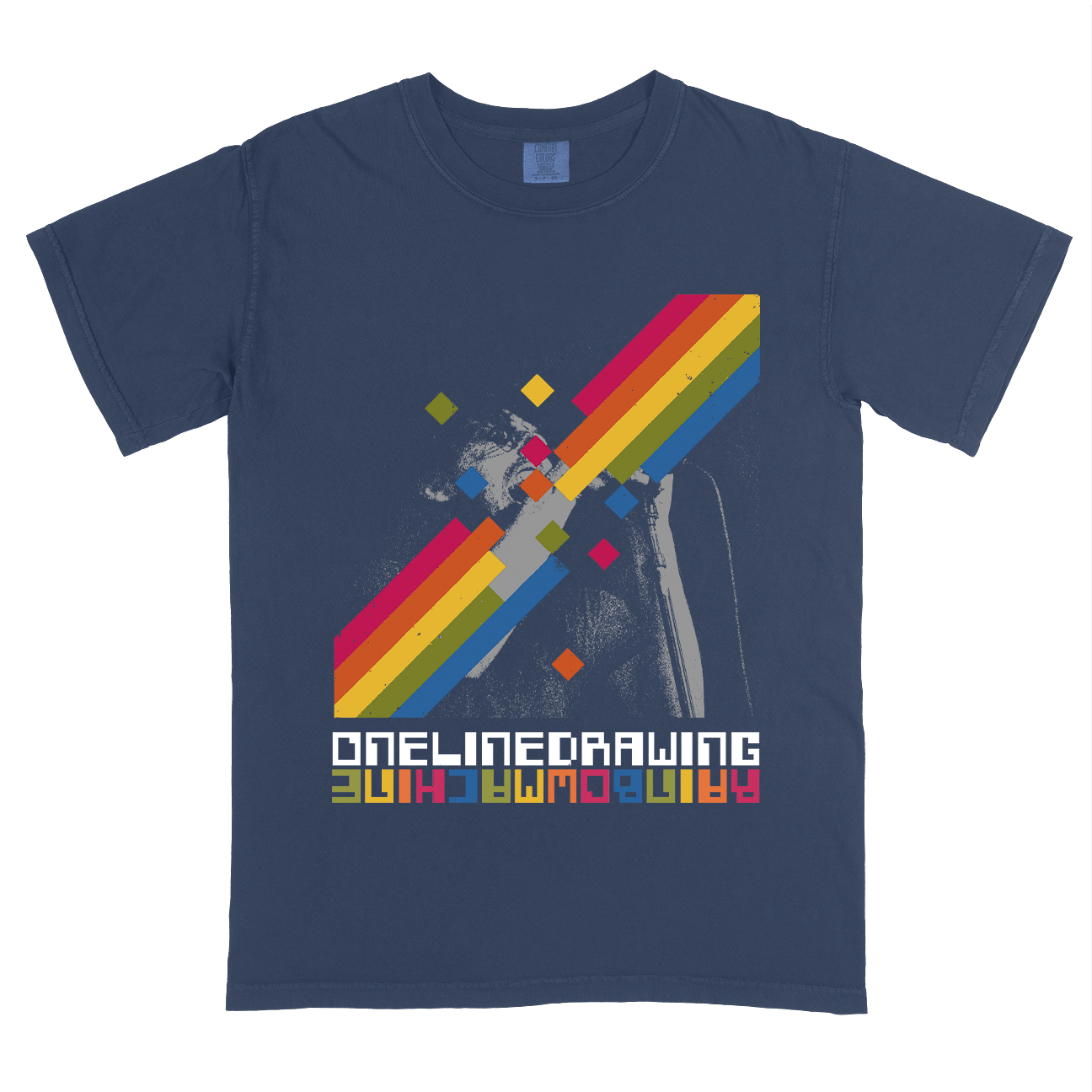 onelinedrawing "RAINBOWMACHINE" Premium Navy T-Shirt