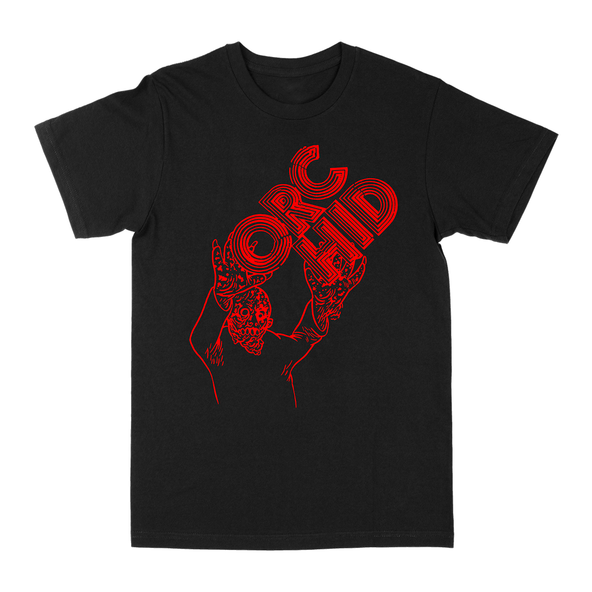 Orchid "Humanoid: Red" Black T-Shirt