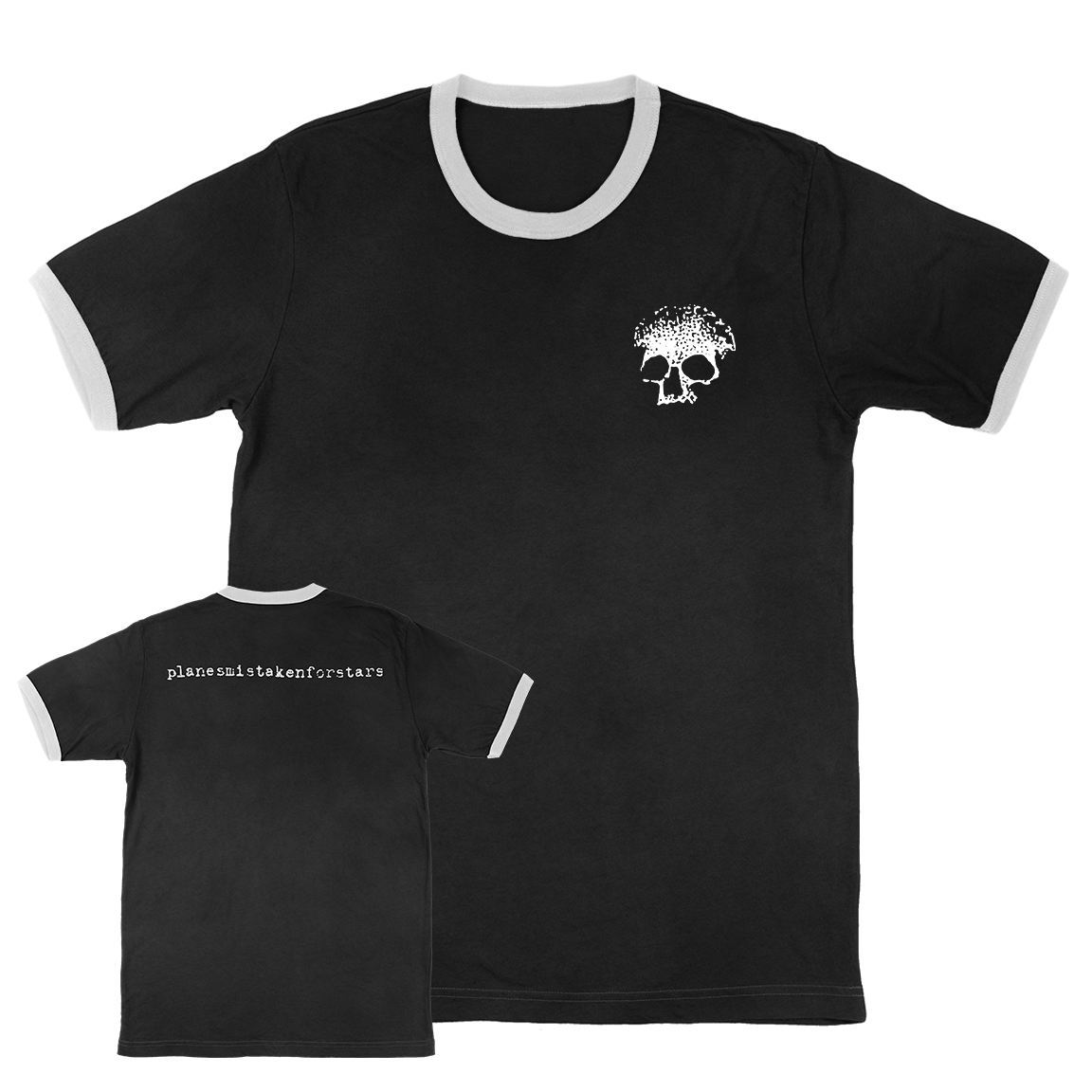 Planes Mistaken For Stars "Skull" Black & White Ringer T-Shirt