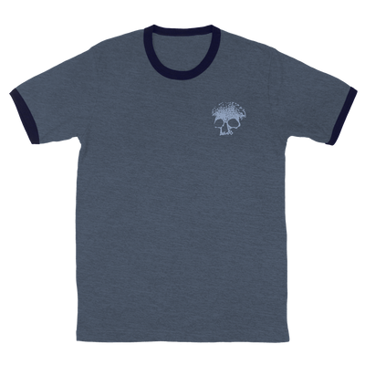 Planes Mistaken For Stars "Skull" Heather Denim & Navy Ringer T-Shirt