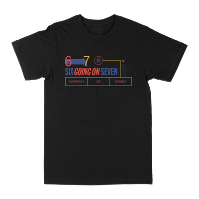 Six Going On Seven "Heartbreak's Got Backbeat" Black T-Shirt