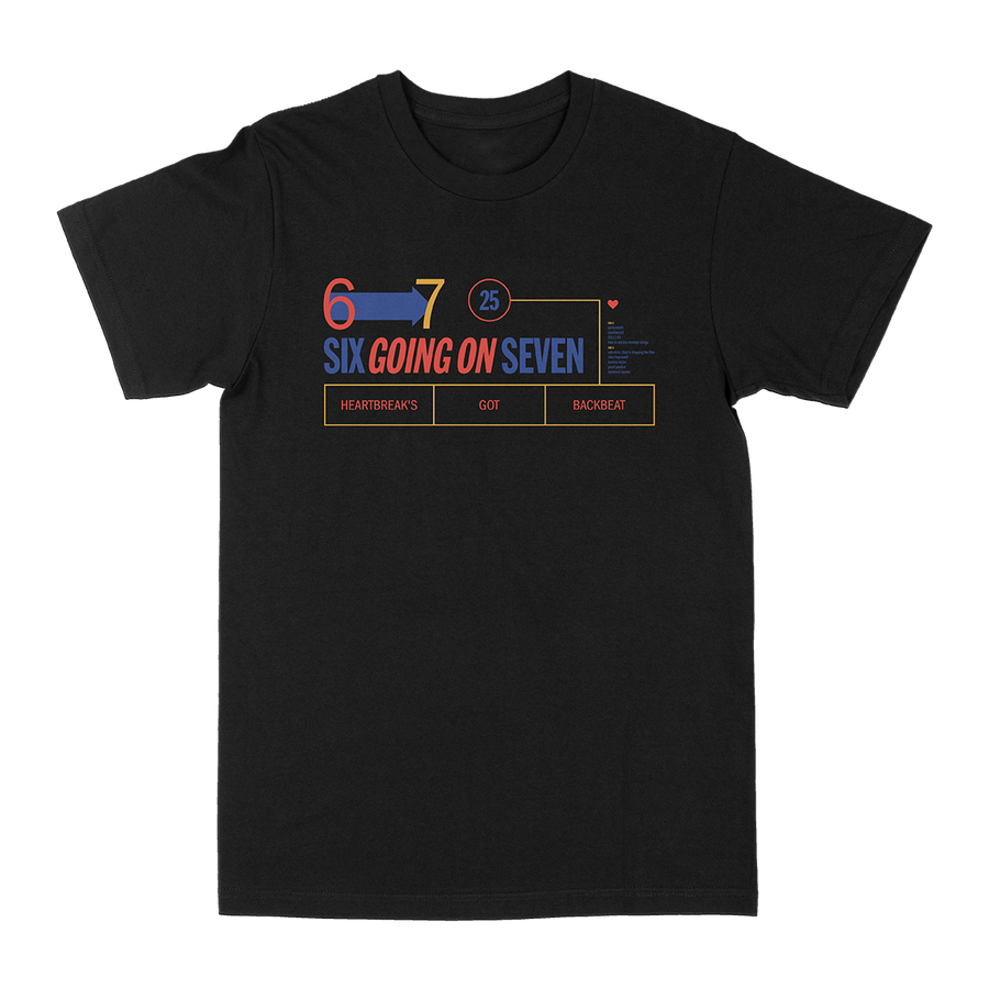 Six Going On Seven "Heartbreak's Got Backbeat" Black T-Shirt