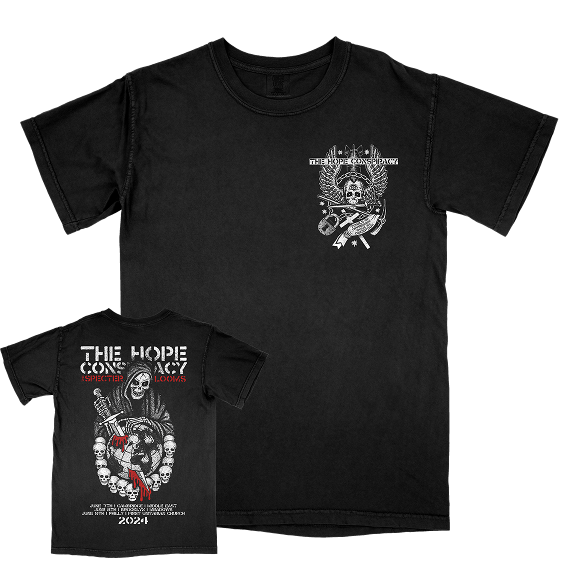 The Hope Conspiracy “The Specter Looms: East Coast 2024” Black T-Shirt