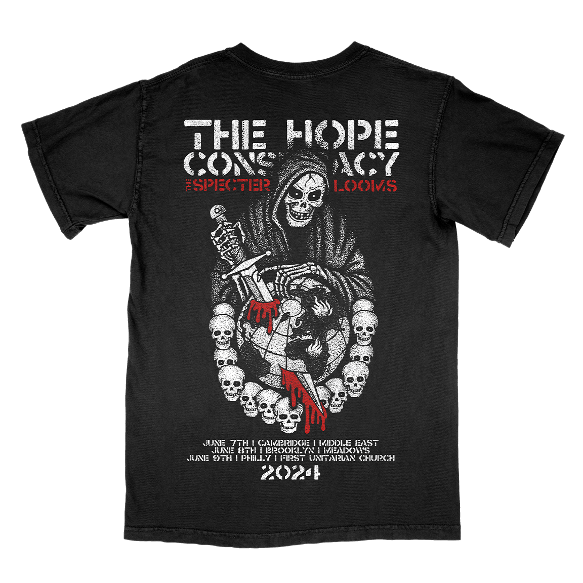 The Hope Conspiracy “The Specter Looms: East Coast 2024” Black T-Shirt