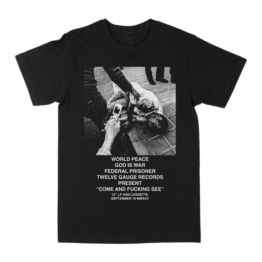 World Peace & God Is War "Flip Phone" Black T-Shirt
