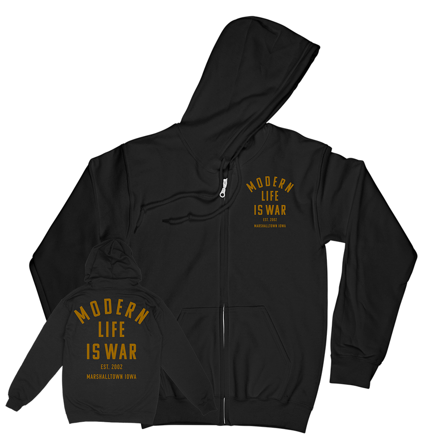 Modern Life Is War "Marshalltown Iowa" Black Zip Up Sweatshirt