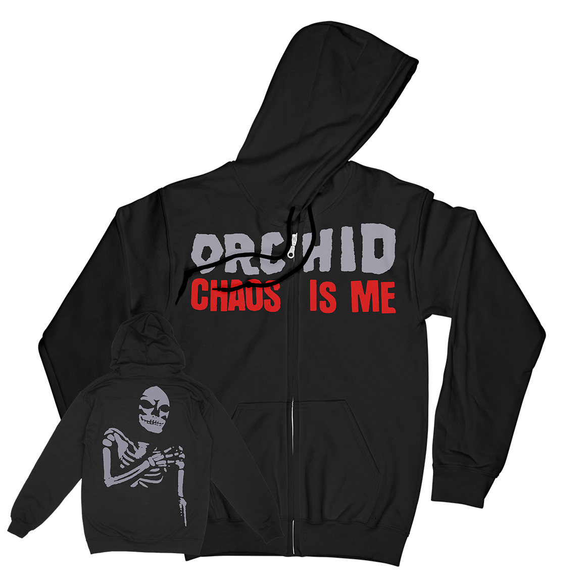 Orchid "Chaos Is Me" Black Zip Up Sweatshirt