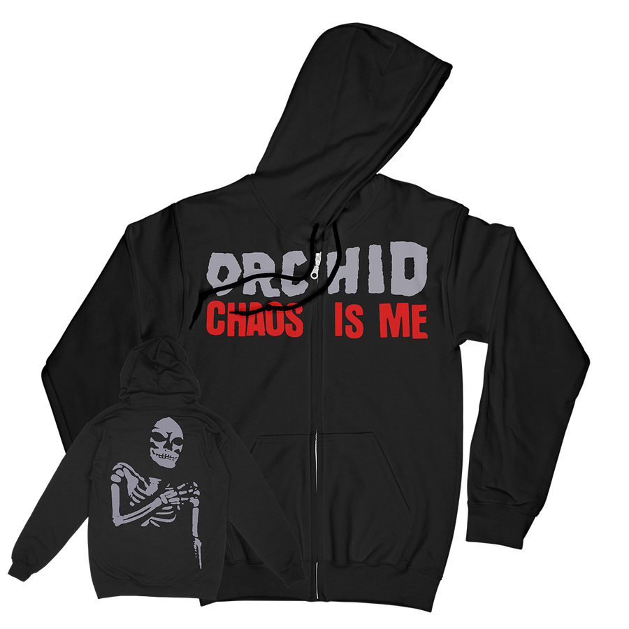 Orchid "Chaos Is Me" Black Zip Up Sweatshirt