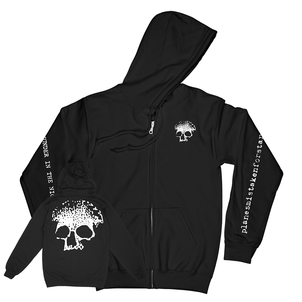 Planes Mistaken For Stars "Skull" Black Zip Up Sweatshirt