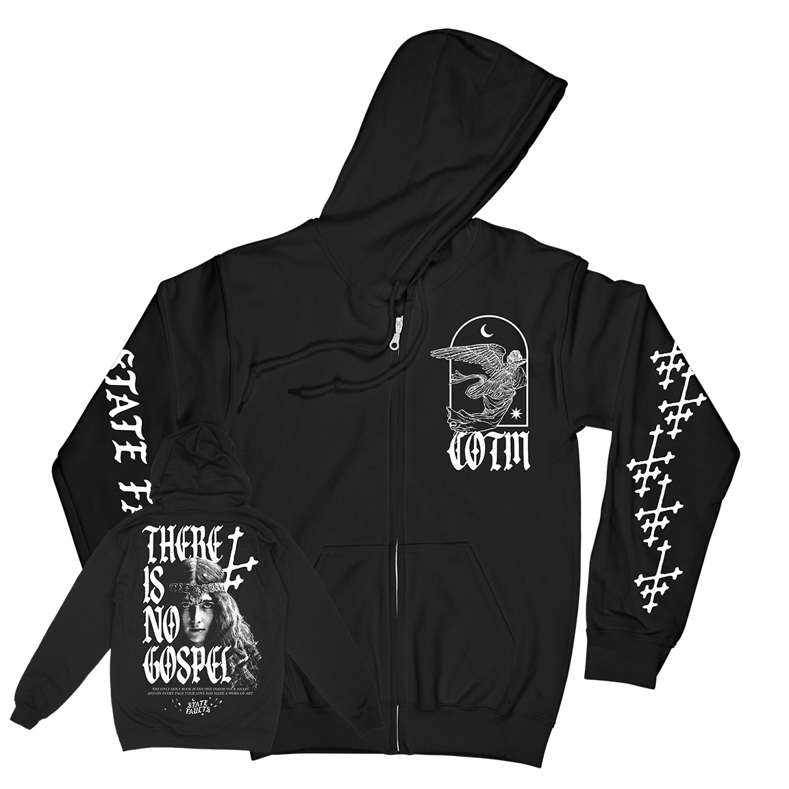 State Faults “No Gospel” Black Zip Up Sweatshirt
