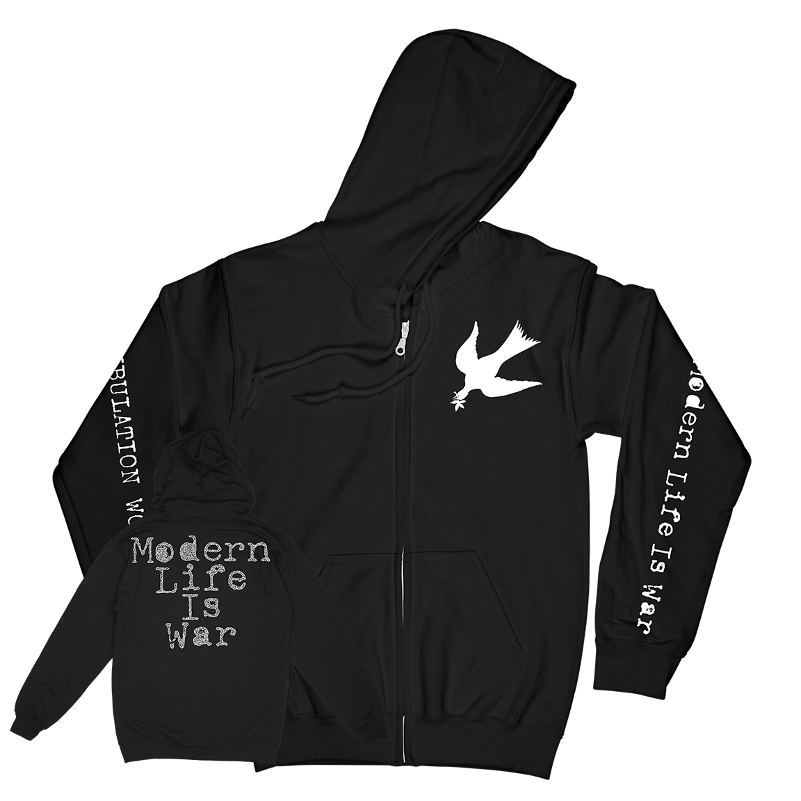 Modern Life Is War "Fallen Dove' Black Premium Zip Up Sweatshirt