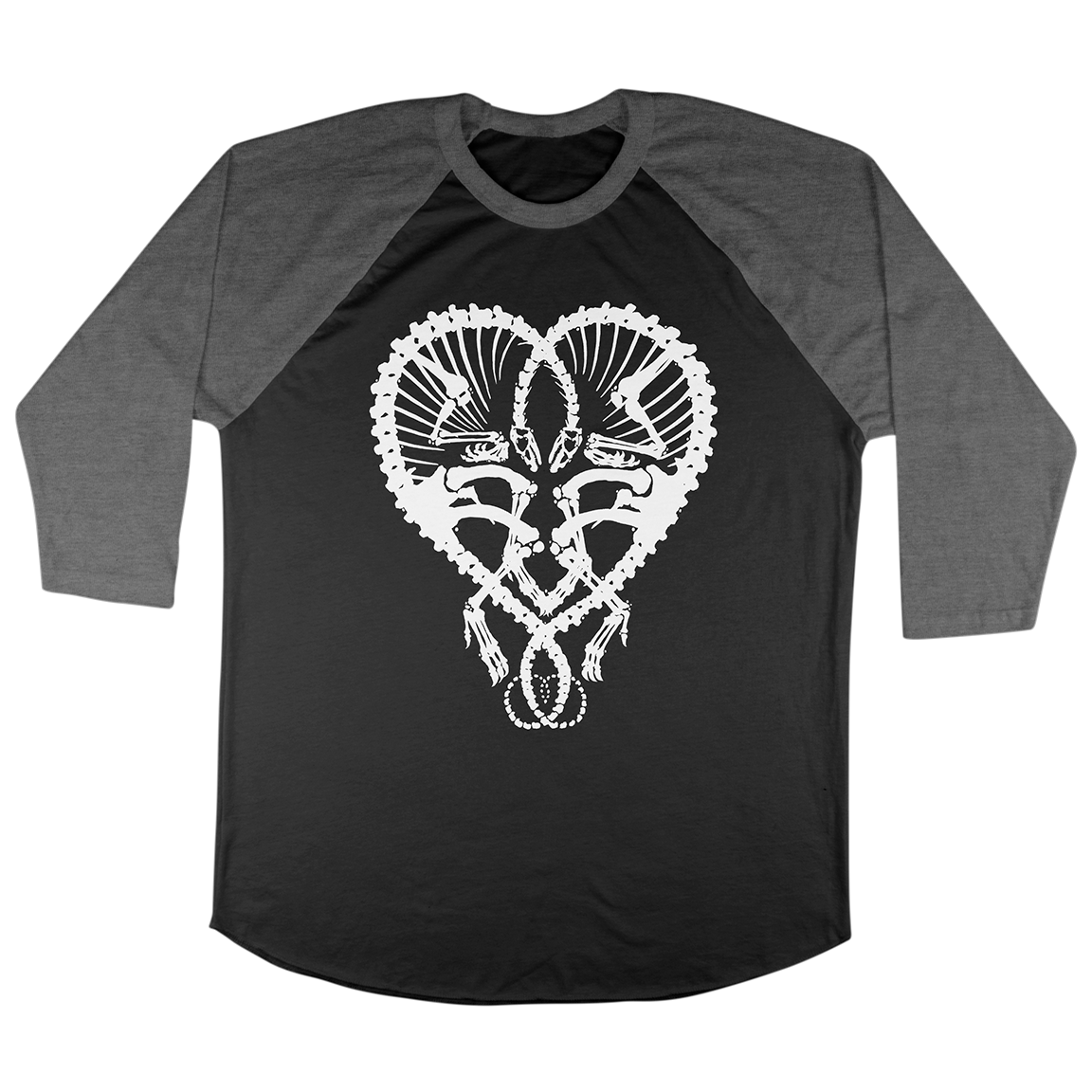 Dan McCarthy "Dino Heart" Black / Heather Charcoal Baseball Tee