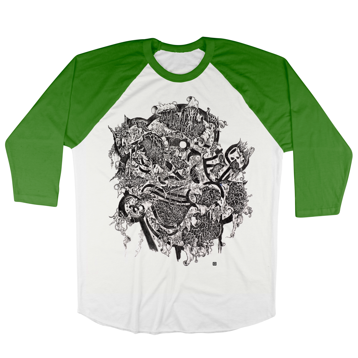 Seldon Hunt "Decayed Toons: Popeye" White / Green Baseball Tee