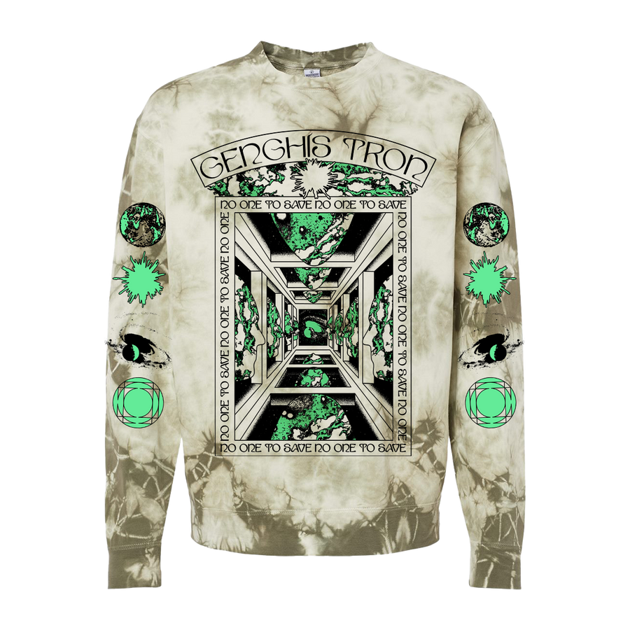 Genghis Tron "Great Mother" Premium Olive Tie-Dyed Crewneck