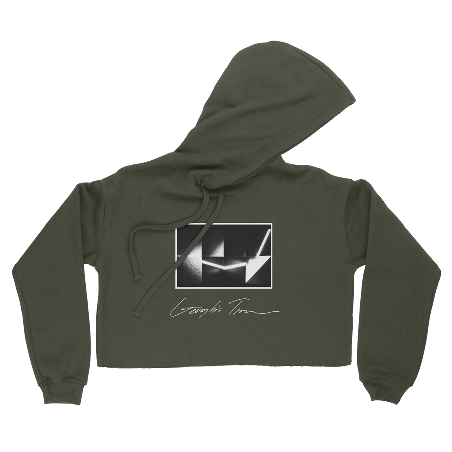 Genghis Tron "Trevor Naud" Premium Military Green Crop Hooded Sweatshirt