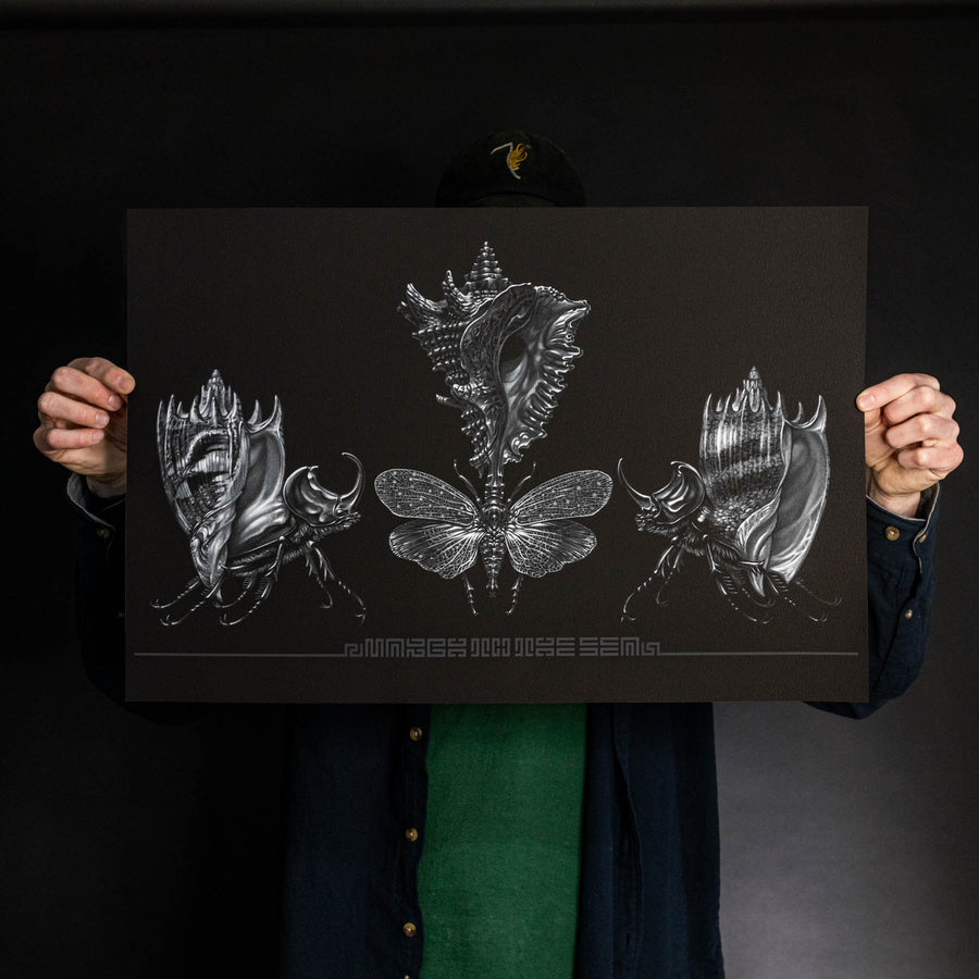 Marald Van Haasteren "March To The Sea: Black (w/ Text)" Giclee Print