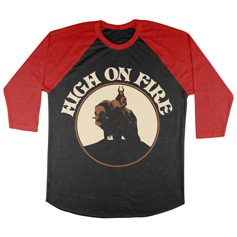 High On Fire “Musk Ox Rider” Black / Red Baseball Tee