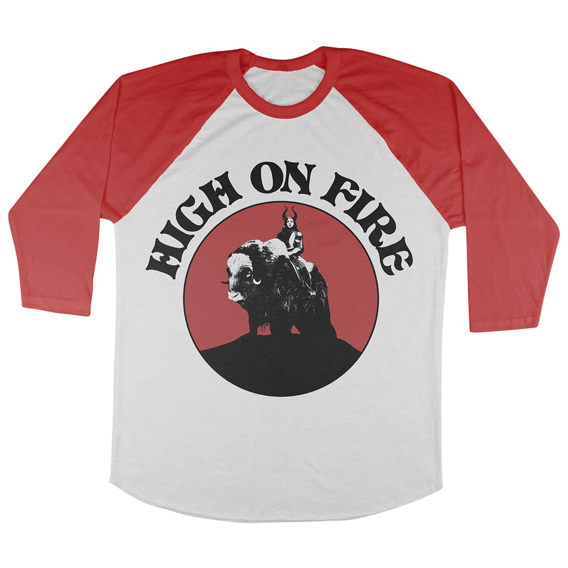 High On Fire “Musk Ox Rider” White / Red Baseball Tee