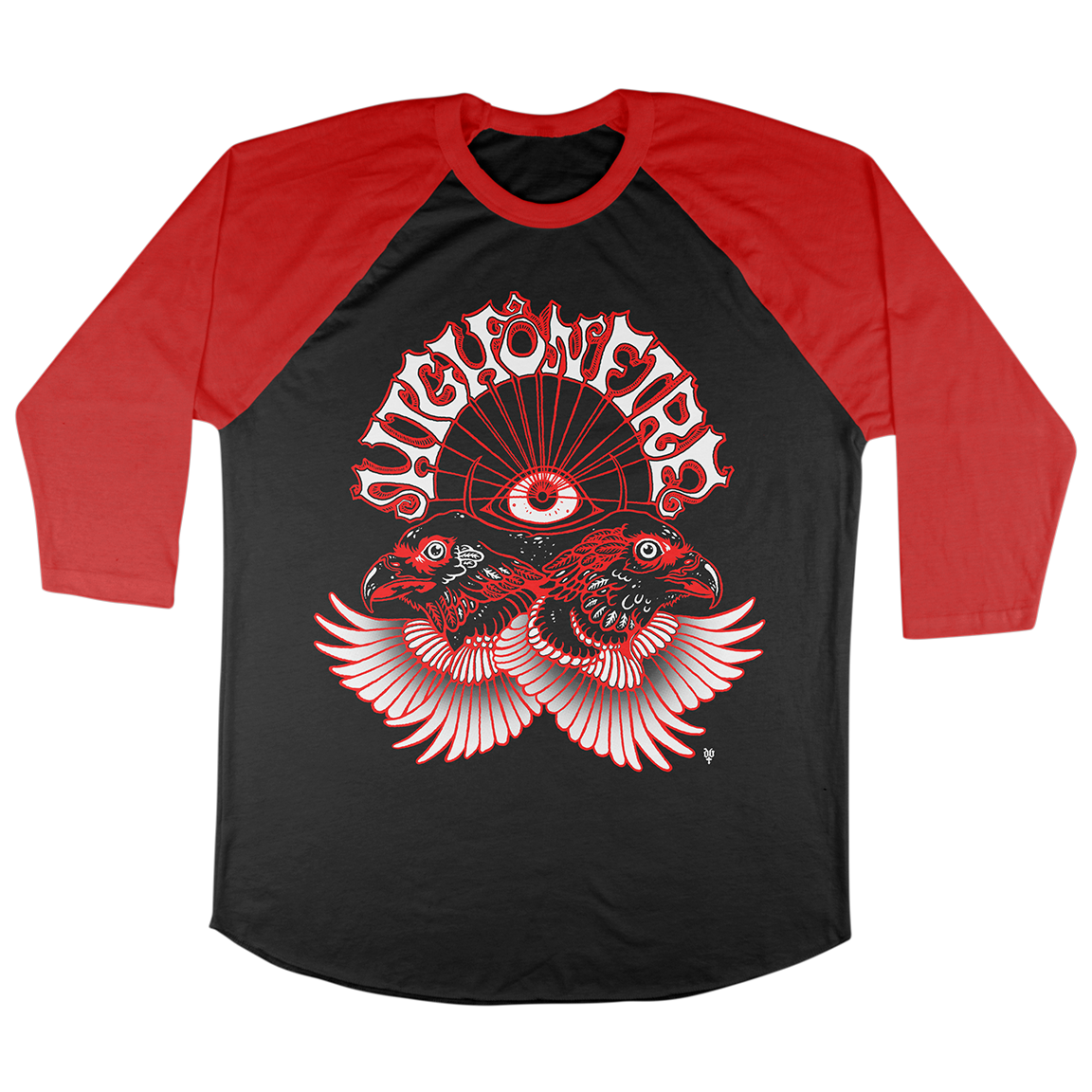 High On Fire “Twin Eagles” Black / Red Baseball Tee