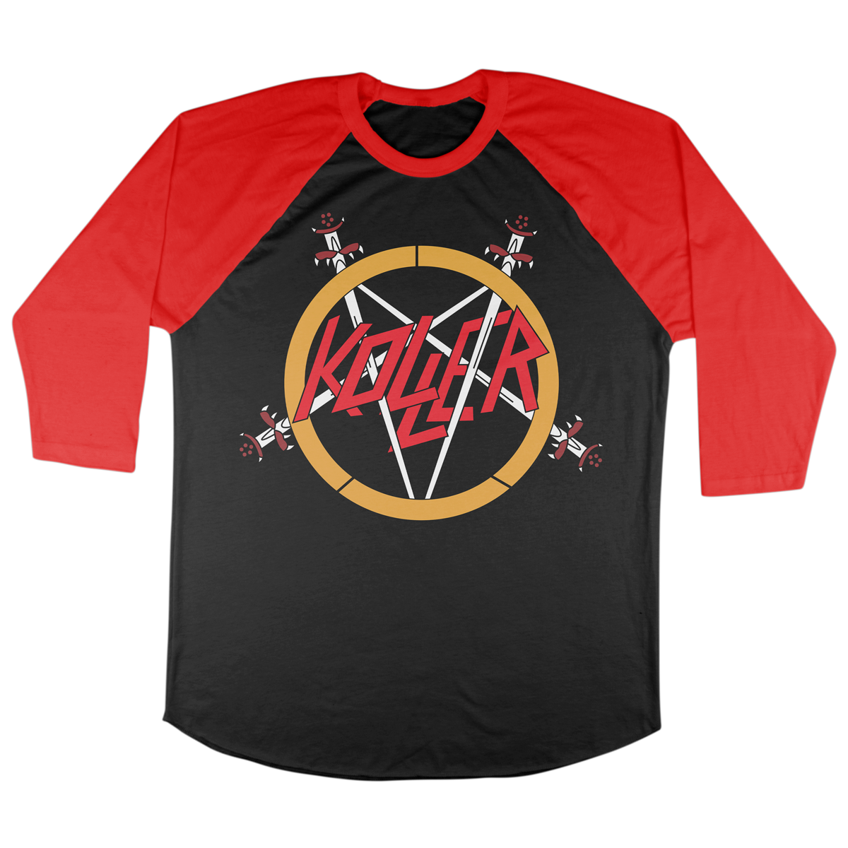 Koller Cvlt “Bentagram” Red / Black Baseball Tee