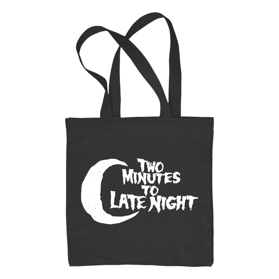 Two Minutes To Late Night "Logo" Black Tote Bag