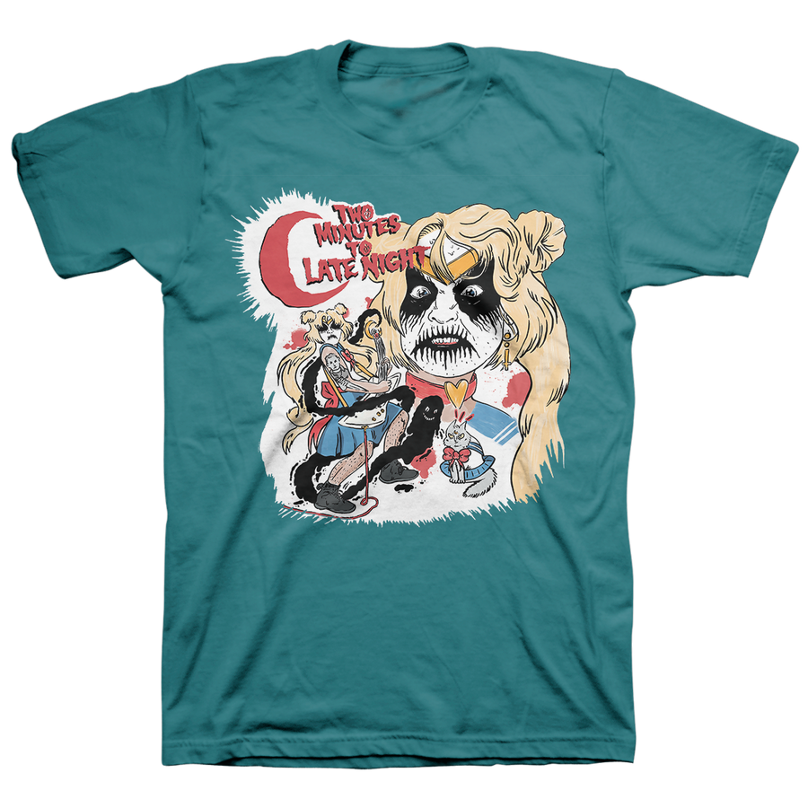 Two Minutes To Late Night "Gwarsailor Moon" Teal T-Shirt